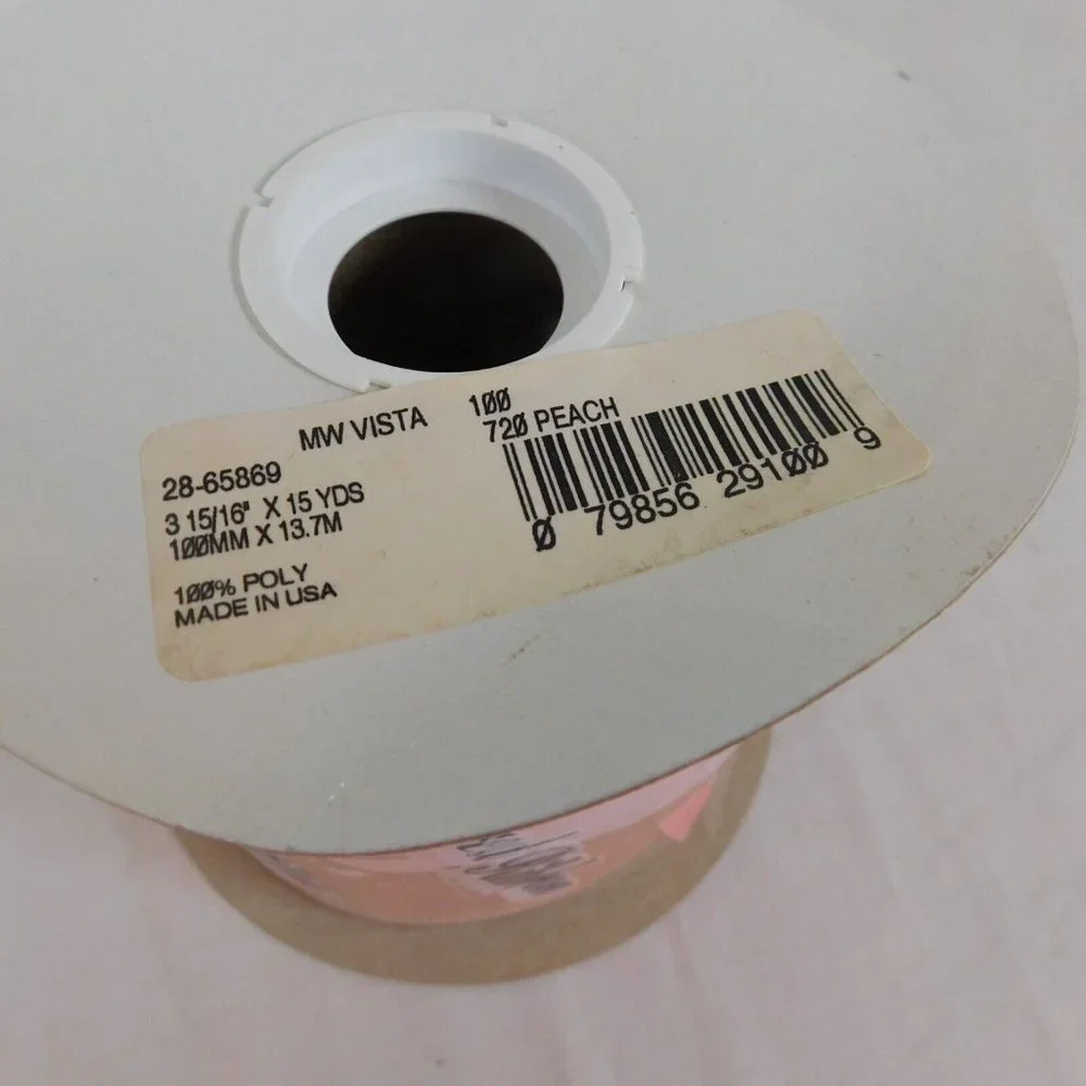 Peach MW Vista Lion Ribbon Sheer Wired 3-15/16